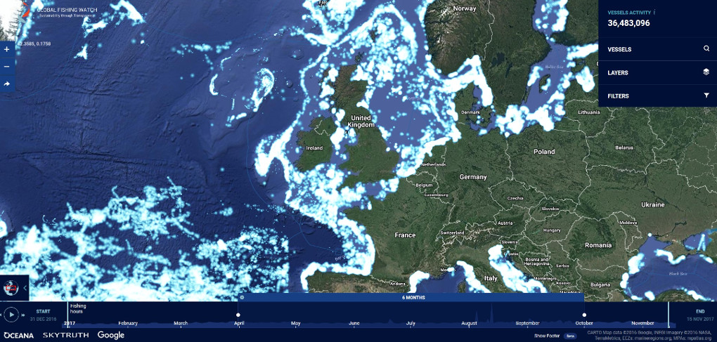 Global fishing map